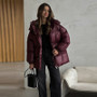 Casual Hooded Women's Padded Jacket Drawstring Waist-Closed Solid Thick Jackets Lady 2025 Winter Chic Female Street Outerwear