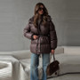 Casual Hooded Women's Padded Jacket Drawstring Waist-Closed Solid Thick Jackets Lady 2025 Winter Chic Female Street Outerwear