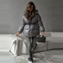 Casual Hooded Women's Padded Jacket Drawstring Waist-Closed Solid Thick Jackets Lady 2025 Winter Chic Female Street Outerwear