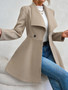 Europe America Autumn Winter New Style Womens Woolen Coat Fashion Trendy Lapel Button Slim Fit Solid Color Versatile Overcoat