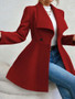 Europe America Autumn Winter New Style Womens Woolen Coat Fashion Trendy Lapel Button Slim Fit Solid Color Versatile Overcoat