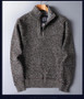 Autumn Winter Men's Sweater Padded Thickened Mock Neck Half Zipper Solid Color Warm Casual Pullovers Male Trendy Knitwear