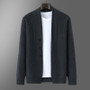 2025 Autumn Winter New Thick Cardigan 100% Pure Wool Men's Versatile Jacket V-Neck Loose Casual Highend Knitted Cashmere Sweater