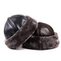 Winter Warm Hats For Men Outdoor Thick Genuine Leather Faux Fur Round Bonnet Russian Male Windproof Snow Ski Cap Fleece Lined