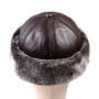 Winter Warm Hats For Men Outdoor Thick Genuine Leather Faux Fur Round Bonnet Russian Male Windproof Snow Ski Cap Fleece Lined