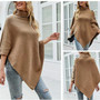 Fashion Winter Women Turtleneck Irregular Loose Pullover Shawl Cape Sweater Solid Color Autumn Knitted Long Tops Casual Clothing