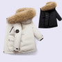 -30℃ Winter Kids Thick Warm Jacket Children Padded Plus Velvet Parkas Coat Boys Girls Fur Collar Hooded Cotton Clothes Outerwear