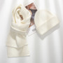 Angora Hat Scarf Set Winter Women Knit Beanie Warm Accessory For Cold Weather Autumn Sports Skiing Outdoor Holiday