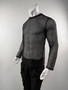 New American Hollow Out Men T-shirt Trendy Sexy Mesh Solid Color Long Sleeve Tees  Transparent Stage Clothing Fitness Tops S-3XL
