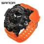 SANDA 6126 Military Man Alarm Stopwatch Quartz Wristwatch Male Digital Clock  Dual Display Men Watches Waterproof Sports Watch