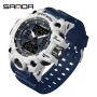 SANDA 6126 Military Man Alarm Stopwatch Quartz Wristwatch Male Digital Clock  Dual Display Men Watches Waterproof Sports Watch