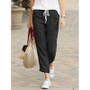 2026 Casual Pants Women Spring Summer Solid Color High Waist Drawstring Elastic Ankle-Length Pants Female Pockets Harem Trousers