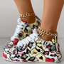 Women Sneakers Thick-soled Shoes 2024 New Summer Hand-painted Graffiti Shoes Outdoor Casual Women Sneakers Zapatos De Mujer
