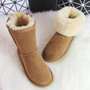 G&Zaco Luxury Winter Boots Women Sheep Wool Boots Shoes Genuine Sheepskin Snow Boots Classic Mid-Calf Female Suede Leather Boot