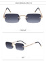 Small Frame Rectangle Rimless Punk Sunglasses Men 2025 Luxury Brand Vintage Metal Sun Glasses For Male Classic Shades UV400