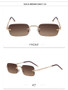 Small Frame Rectangle Rimless Punk Sunglasses Men 2025 Luxury Brand Vintage Metal Sun Glasses For Male Classic Shades UV400