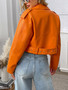 Fitaylor Spring Autumn Women PU Leather Jacket Lady Lapel Motorcycle Leather Outwear Casual Orange Coat