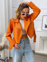 Fitaylor Spring Autumn Women PU Leather Jacket Lady Lapel Motorcycle Leather Outwear Casual Orange Coat