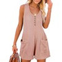 Summer Sleeveless Solid Color Casual Loose Wide Leg Women Shorts Romper With Pockets WLTC-002