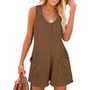 Summer Sleeveless Solid Color Casual Loose Wide Leg Women Shorts Romper With Pockets WLTC-002