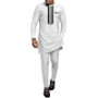 S-4XL Youth Leisure Embroidered Round Neck Navy Blue African National Style Men's Shirt Streetwear