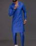 S-4XL Youth Leisure Embroidered Round Neck Navy Blue African National Style Men's Shirt Streetwear