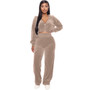 2023 Autumn Velour Two Piece Sets Women Tracksuit Long Sleeve Zipper Hooded Sweater Skinny Pant Suit Solid Casual Sweatshirt Set