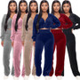 2023 Autumn Velour Two Piece Sets Women Tracksuit Long Sleeve Zipper Hooded Sweater Skinny Pant Suit Solid Casual Sweatshirt Set