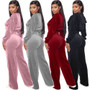 2023 Autumn Velour Two Piece Sets Women Tracksuit Long Sleeve Zipper Hooded Sweater Skinny Pant Suit Solid Casual Sweatshirt Set