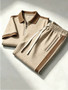 Cross-Border 2026 Trendy Brand Summer New European and American Fashion Casual Zip-Up Polo Shirt Short-Sleeve Long Pants Set for Men