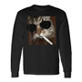 Cat Meme Gangster Cat Long Sleeve T-Shirt With Sunglasses And Cigarette Print