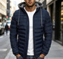 Men Fashion Quilted Padded Jacket Hooded Solid Color Casual Zip Up Outerwear Multi‑color Options Winter Warm Men Coat