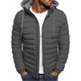 Men Fashion Quilted Padded Jacket Hooded Solid Color Casual Zip Up Outerwear Multi‑color Options Winter Warm Men Coat