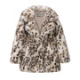 Neo Mint Exclusive Long Brown Leopard Fox Fur Coat Women Winter 2024 New Luxury Hot Brand Fashion Girls Faux Fur Jacket Overcoat
