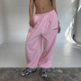 Women Fashion Retro American Pant Autumn Spring New In Wide Leg Stripe Trousers Straight Baggy Joggers Pants Casual Streetwear