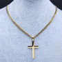 Christian Hip Hop Stainless Steel Jesus Cross Chain Necklace for Women Men Gold Color Statement Necklace Jewelry Collier Croix