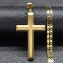 Christian Hip Hop Stainless Steel Jesus Cross Chain Necklace for Women Men Gold Color Statement Necklace Jewelry Collier Croix