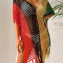 Knitted Contrast Tassel Bikini Summer Beach Cover Up Sexy Hollow Out Women V Neck Loose Beachwear Sunscreen Smock