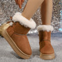 New Fashionable Bow Round Toe Elegant Snow Boots Winter Flat Wear-resistant Soft Students Plus Velvet Warm Women's Shoes