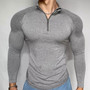 Men's Shark Quick-Dry Breathable Slim-Fit Half-Zip Training Top Long Sleeve Running T-Shirt Autumn Fitness Workout Baselayer