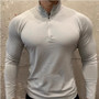 Men's Shark Quick-Dry Breathable Slim-Fit Half-Zip Training Top Long Sleeve Running T-Shirt Autumn Fitness Workout Baselayer