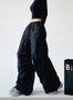 Women's Brown Parachute Pants 2026 Summer New Loose Straight Wide Leg Trousers Casual Quick Dry Cargo Pants Streetwear