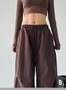 Women's Brown Parachute Pants 2026 Summer New Loose Straight Wide Leg Trousers Casual Quick Dry Cargo Pants Streetwear