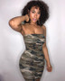 In Stock! Wish Amazon European and American Hot-Selling Sexy Chest-Wrapped Digital Print Camouflage Nightclub Hip-Covering Dress