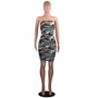 In Stock! Wish Amazon European and American Hot-Selling Sexy Chest-Wrapped Digital Print Camouflage Nightclub Hip-Covering Dress