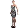 In Stock! Wish Amazon European and American Hot-Selling Sexy Chest-Wrapped Digital Print Camouflage Nightclub Hip-Covering Dress