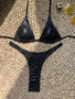 2025 New Cross-border Foreign Trade Split Two-piece Snake Pattern Bright Strap Backless Sexy Bikini Swimsuit for Women