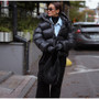 Women's Glossy Shiny Hooded Zip Cropped Puffer Jacket Oversized Loose Fit Long Sleeve Elastic Cuff Padded Warm Casual Winter Top
