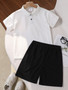 Solid Color Unisex Polo 2PCS Set - Summer Short Sleeve Shirt & Shorts Wholesale