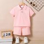 Solid Color Unisex Polo 2PCS Set - Summer Short Sleeve Shirt & Shorts Wholesale